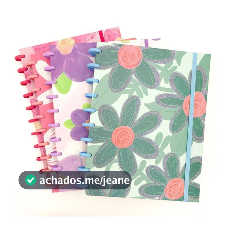 Caderno de Discos Colegial Flores 10 Discos 80 Folhas 19,8x25,5cm Importado