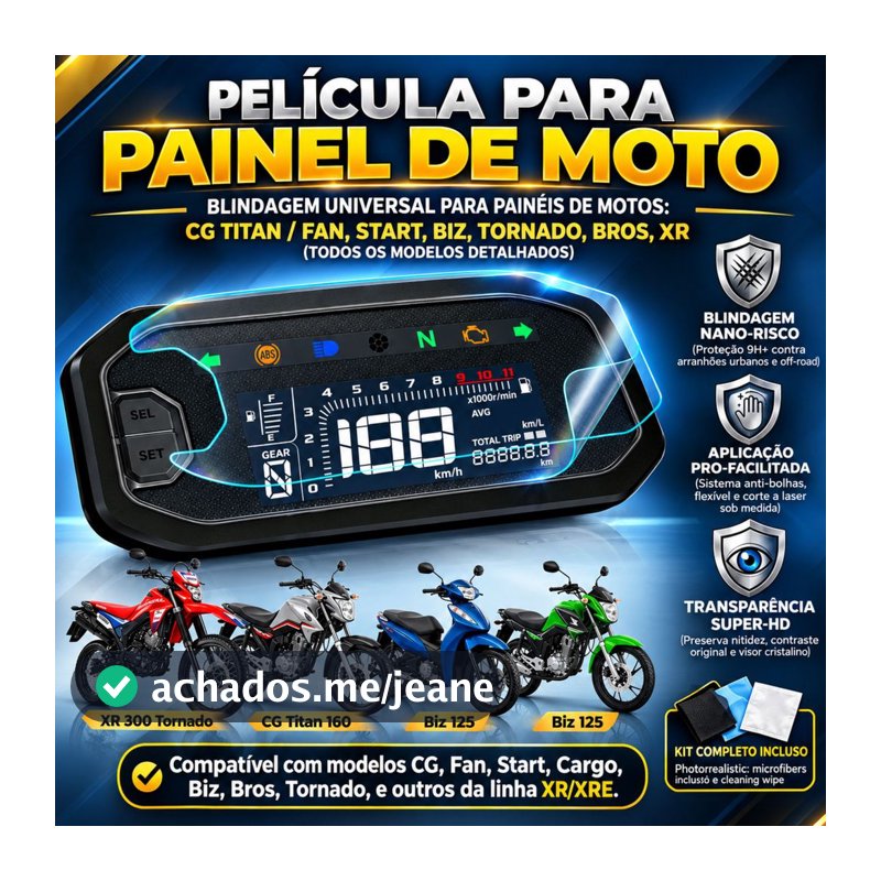 Película Protetora painel CG 160 FAN TITAN START BIZ TORNADO NXR BROS XR190 XRE190 velocímetro