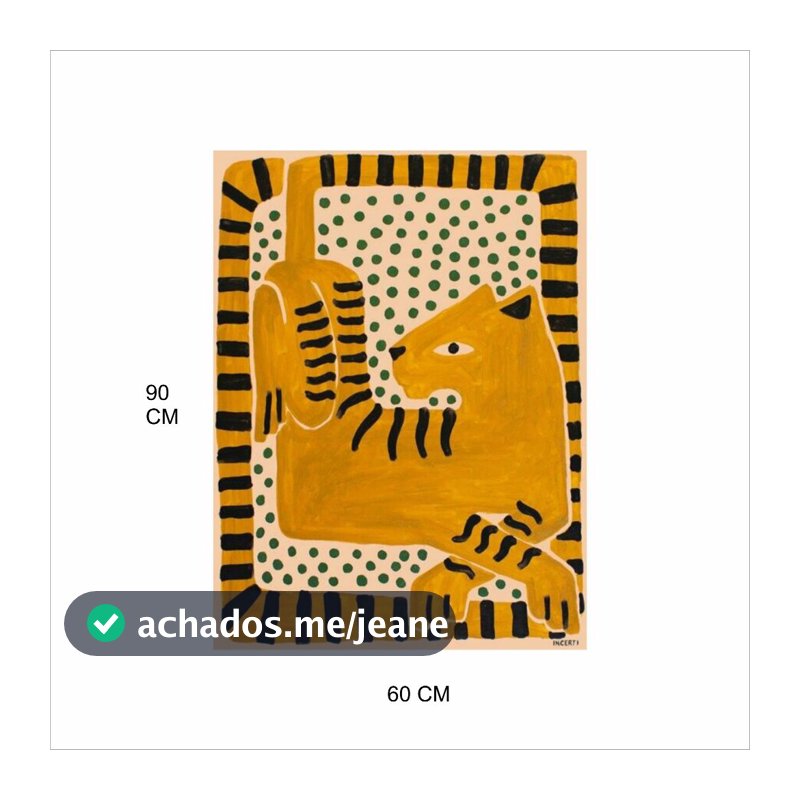 QUADRO DECORATIVO - ARTE INDIGINA AMARELA - ONÇA AMARELA