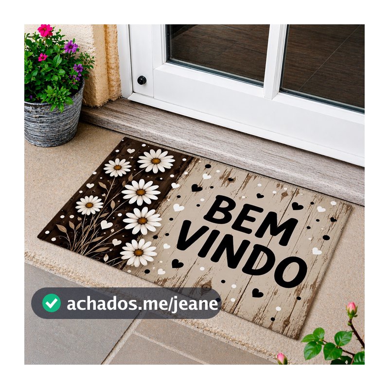 Tapete Bem Vindo Capacho 40x60cm Porta de Entrada Casa Apartamento Decorativo Antiderrapante