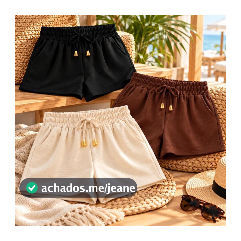 Kit até 2 Shorts Femininos Duna Moda Praia Verão Shorts De Praia Básicos E Confortáveis Com Bolsos Promoção Virginia
