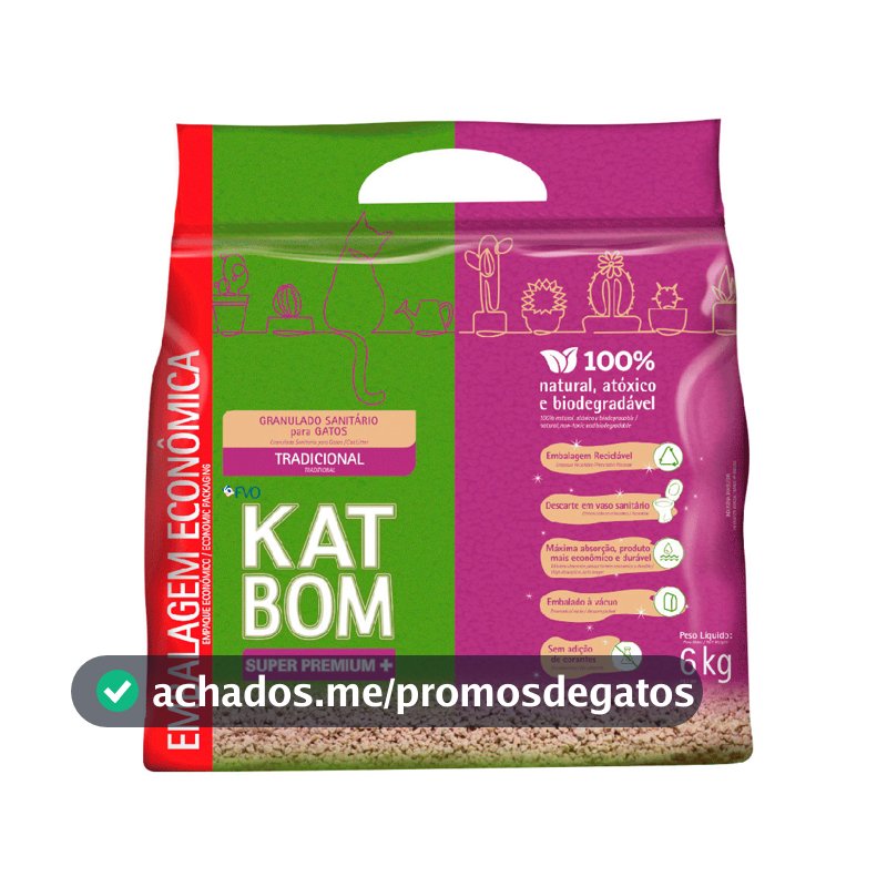 Areia Higiênica Katbom Granulado Para Gatos Natural 6kg
