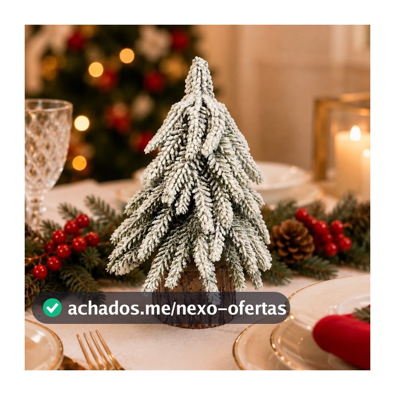 Árvore de Natal Decorativa Nevada com Base Rústica 20cm 27023 - Vencedor