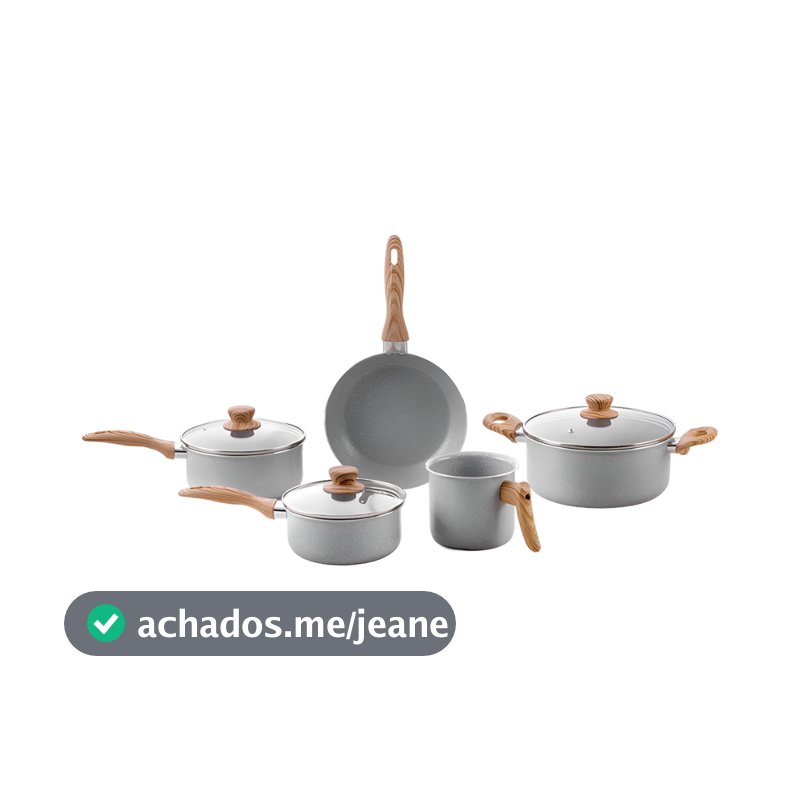 Jogo De Panela Antiaderente 5 peças Brinox Gris Ceramic Life Easy Cinza