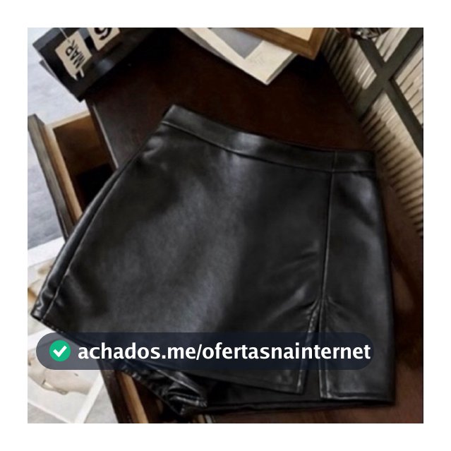 Short Saia Feminino Curta Couro Fake Cintura Alta Moda Balada Blogueira Elegante