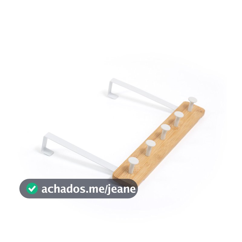 Cabideiro de Porta Bambu 5 Ganchos Sem Furar - Oikos