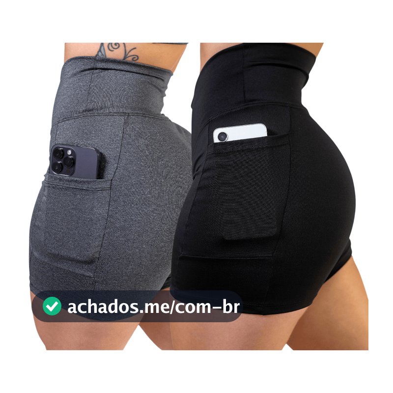 Short C/ Bolso Corrida Fitness Caminhada Feminino Bermuda Compresao