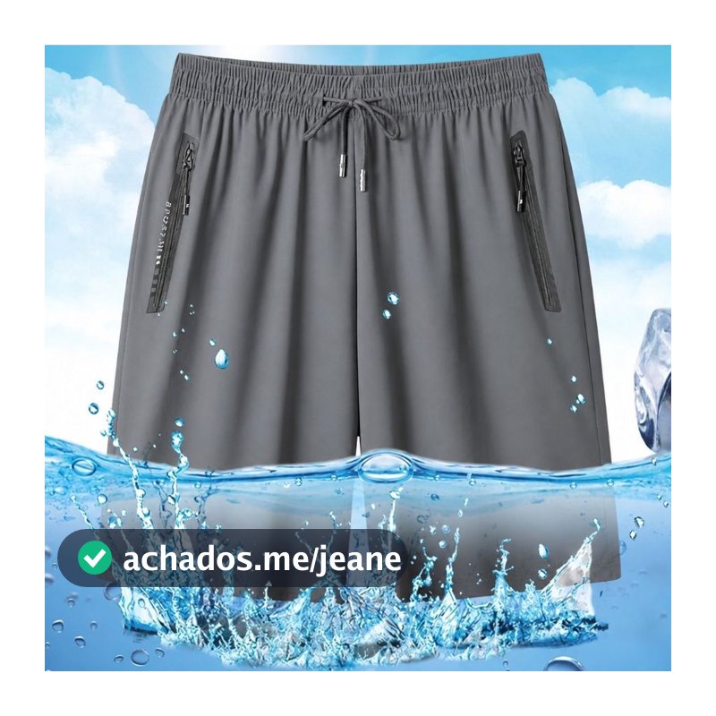 Bermuda Short Masculino Praia Esporte Treino Corrida 2 Bolsos Zíper Secagem Rápida Poliamida
