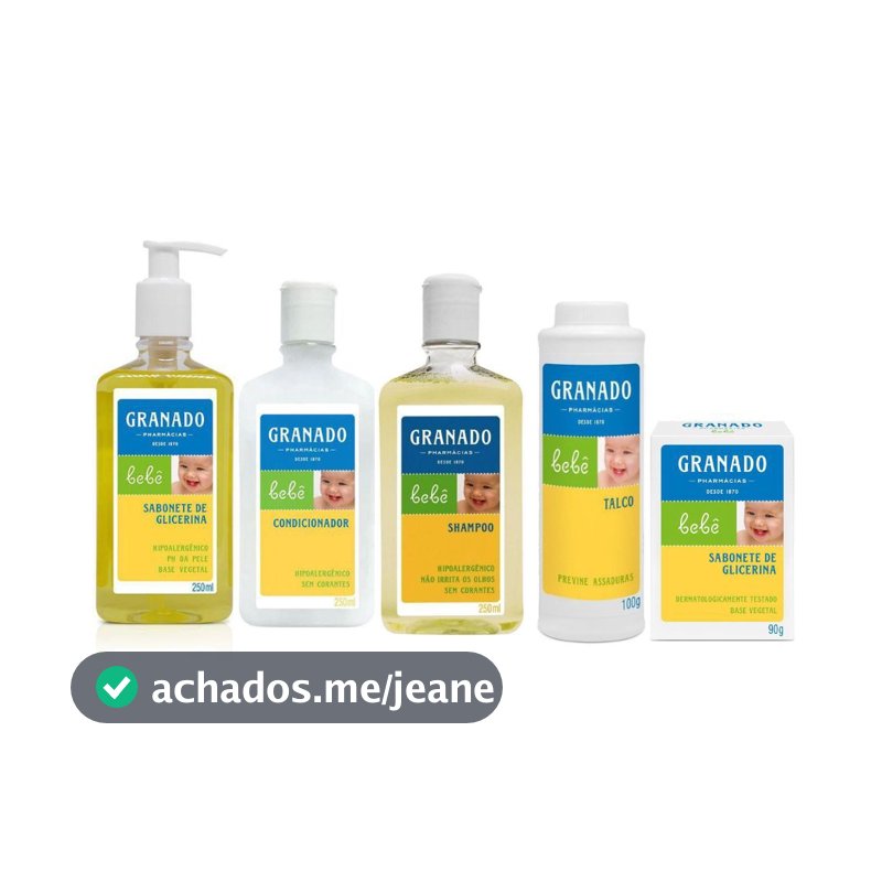 Kit Granado Bebê 05 Produtos (sabonete líquido, shampoo, condicionador, talco + barra)