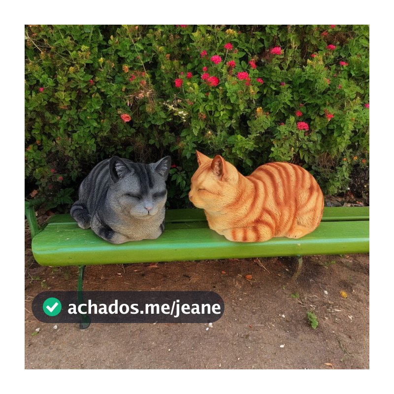 Estatueta Gato Enfeite Jardim Paisagismo Decoração Estátua Felino Resina