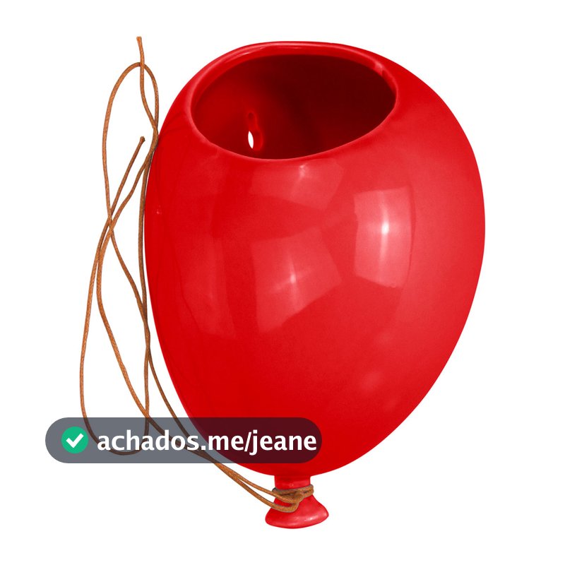 Vaso de Parede Decorativo Cachepo Balão Home&Co Cerâmica 11x15x20cm Vermelho Planta Suculenta