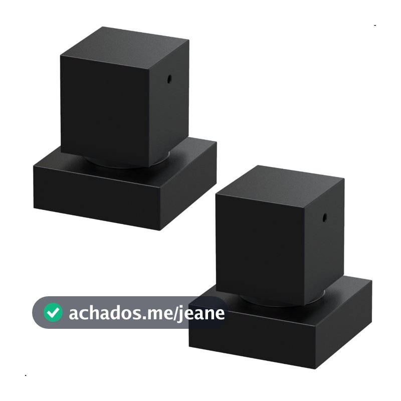 Kit 2 Acabamentos Para Registro Todo Em Metal Quadrado Preto 16 Estrias Compatível Com Padrão Deca