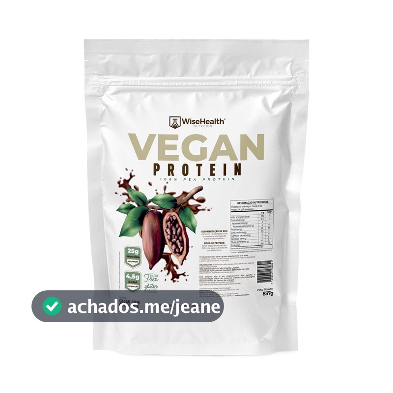 Vegan Protein (837g) – 100% Proteína Vegana WiseHealth Dose de 34g Proteína Sem Glúten e Lactose