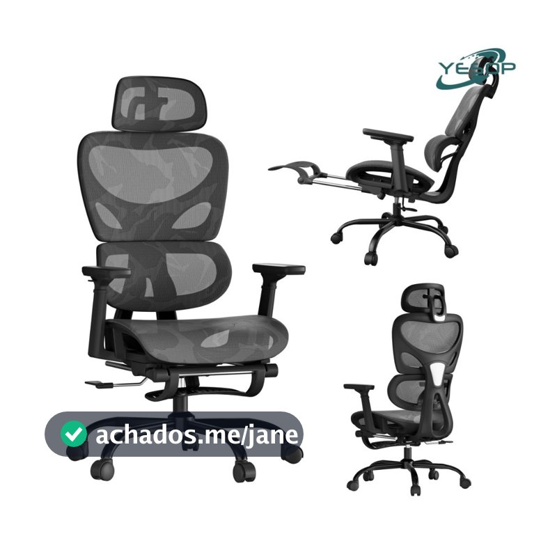 YESOP Cadeira De Escritório Ergonômica Com Apoio Lombar E De Pernas Assento Zero Gravity Cor Preto