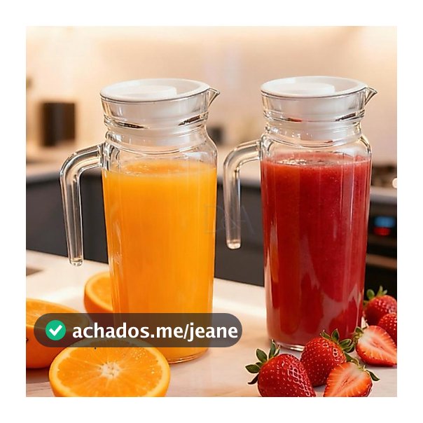 2 Jarras de Vidro Suíça 1L Com Tampa Água Suco Vidro Resistente 1 Ou 2 Jarras