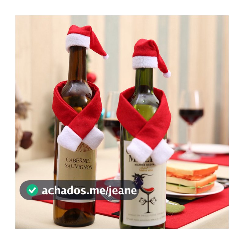 2 Pçs / Set Natal Garrafa De Vinho Conjunto De Tampa De Garrafas De Papai Noel Decoração Com Chapéu De Natal Casa Ornamento Do Partido Decoração De Mesa
