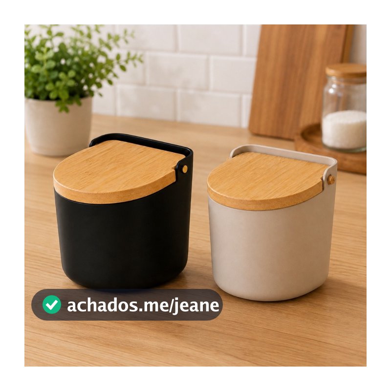 Saleiro Linha Lume Com Tampa De Bambu Para Cozinha