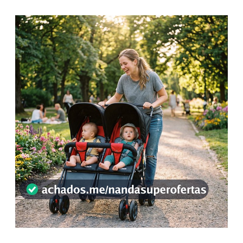 Carrinho de bebê gêmeos para passeio reclinável 5 posições 81cm até 15kg fácil de guardar - Hércules