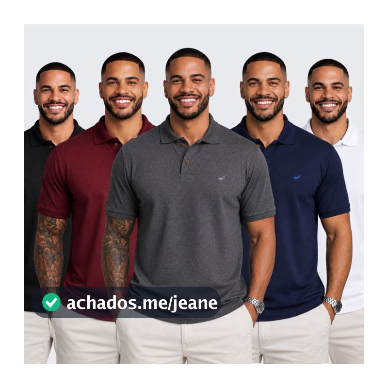 Kit 5 Camisa Polo Masculina Piquet Original