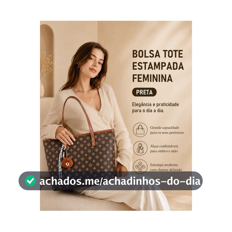 JAMI JAMI Bolsa Feminina Tote de Ombro Material Sintético Estampado com Pingente Decorativo para Trabalho e Dia TM9187