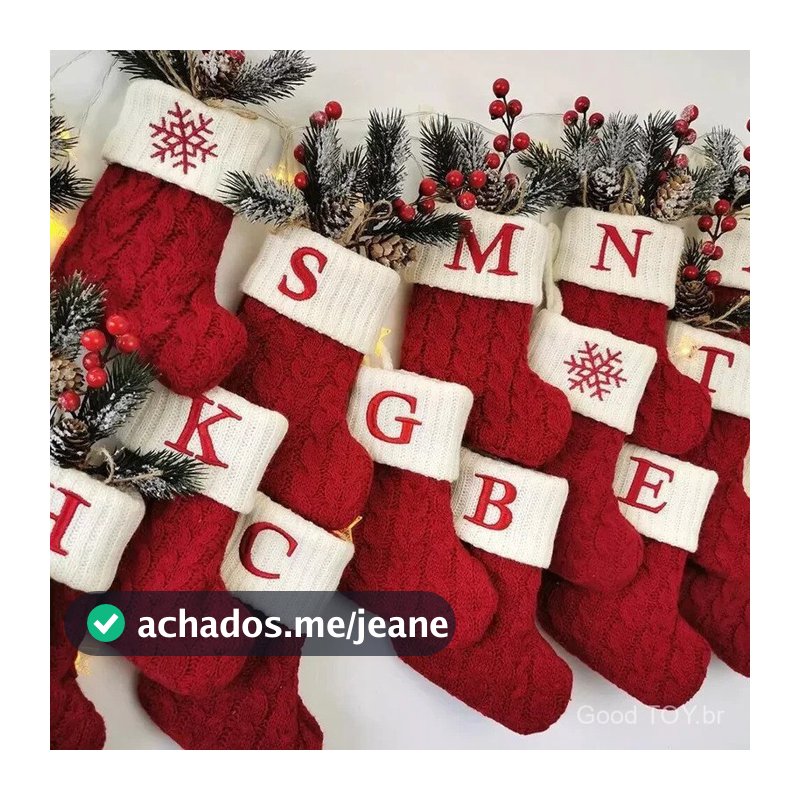 Meias de Natal Tricô Floco de Neve Carta Meia Decoração de Natal 2025 Para Casa Ornamento de Árvore de Natal Presente Na