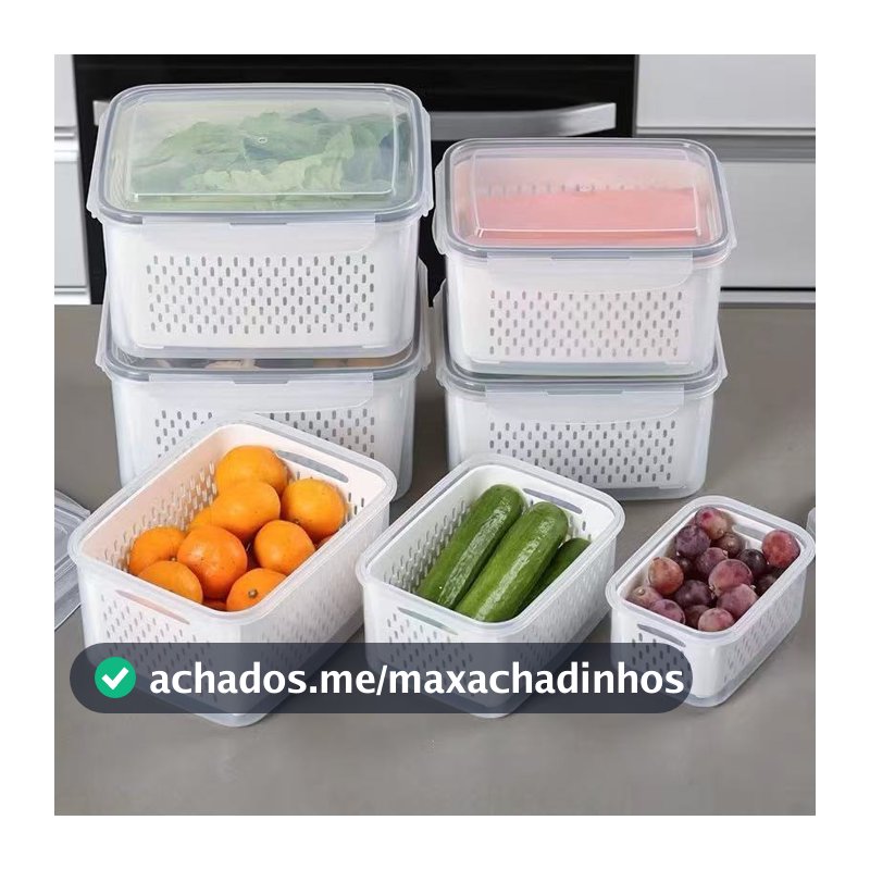Kit6 Recipientes para separar e conservar frutas e verduras, próprios para geladeira e micro-ondas.