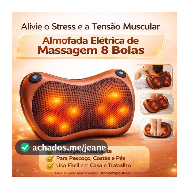 Massageador 8 Bolas Shiatsu Lombar Pescoço Veicular E Casa Almofada Lombar Pescoço Pés
