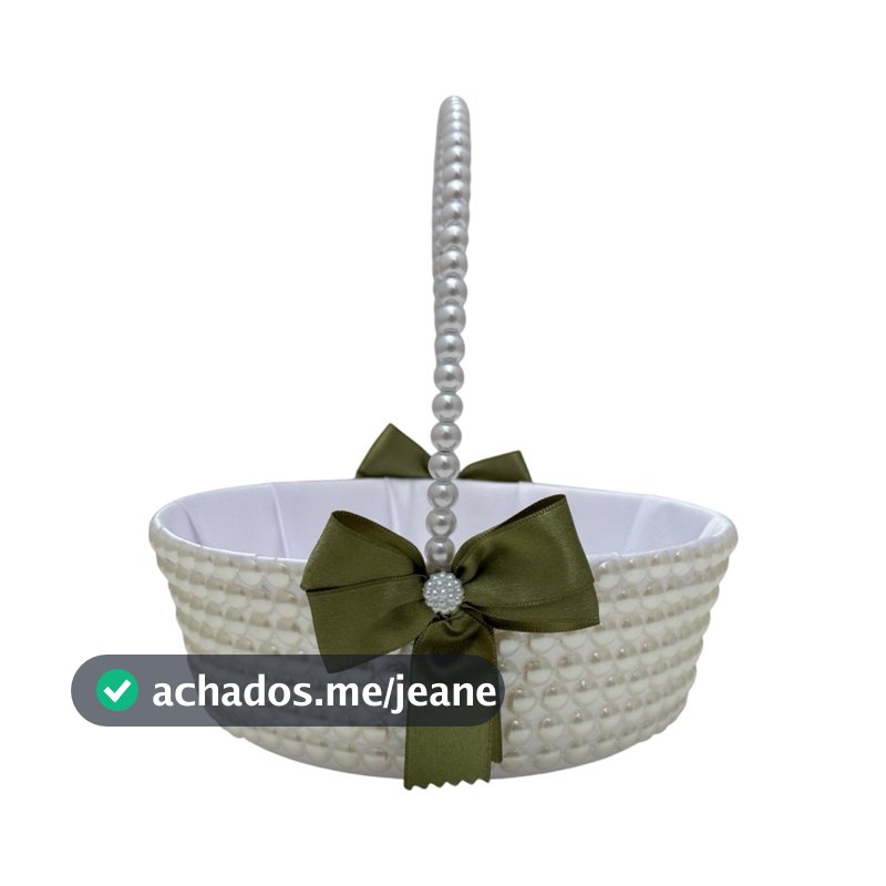 Cesta florista Daminha Laço Verde Oliva