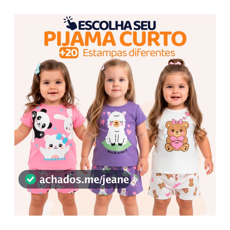 Pijama Infantil Bebê Menina Manga Curta com Estampas Fofas e Conforto Roupa para dormir Bebê Feminino Verão Calor L06