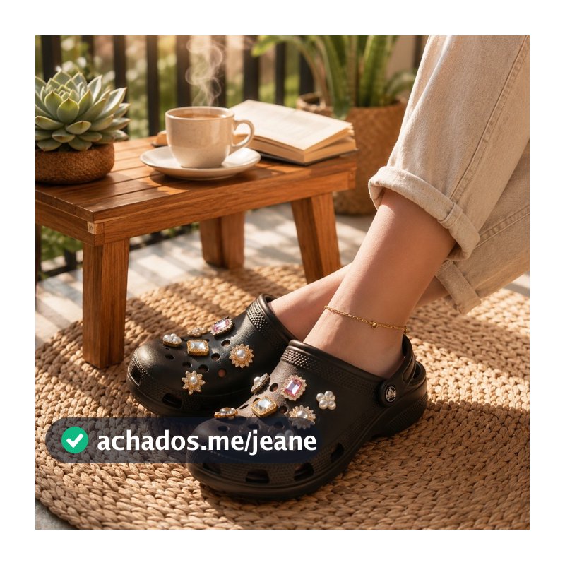 BABUCHE PREMIUM - NUVEM MACIA 100 % DECORADA COM BÓTTONS PINGENTES EM ABS CONFORTÁVEL