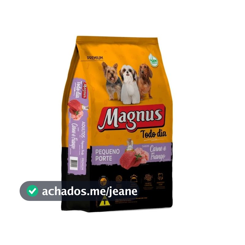 Ração Magnus Premium Todo Dia 10,1Kg Cães Adultos Pequeno Porte Sabor Carne e Frango Adimax
