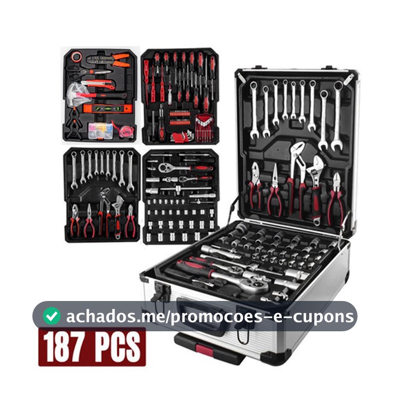 Kit Maleta De Ferramentas 187 Pçs Cromo Valadinum C/ Rodas