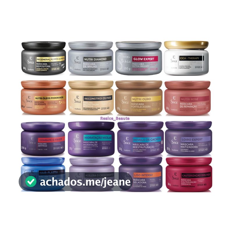 Máscaras Tratamento Capilar Linha Siàge Eudora / 250g/  Linha Instance 200g e Refil