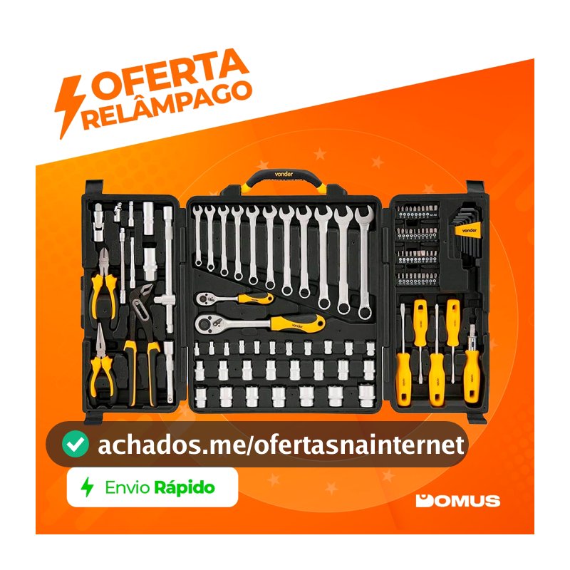 Jogo de Ferramentas com 110 Peças Aço Cromado Embalagem Fechada Vonder