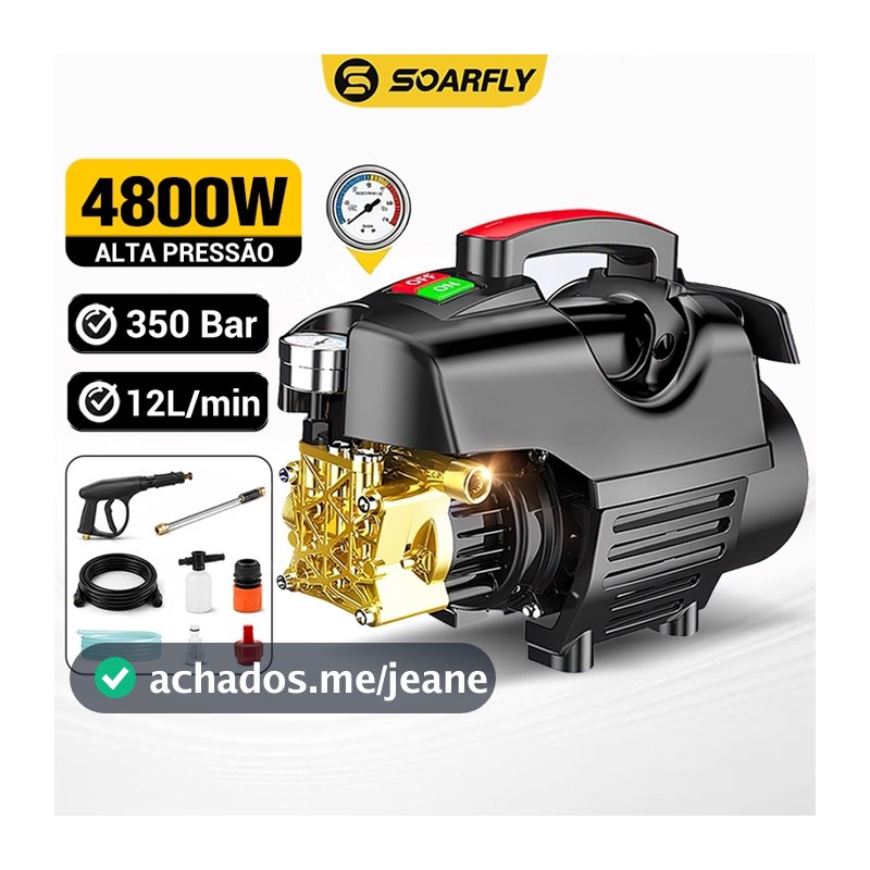 SOARFLY Lavadora de Alta Presao 4800W Jato de água Alta Pressão 12L/min Máquina de Lavar Carro