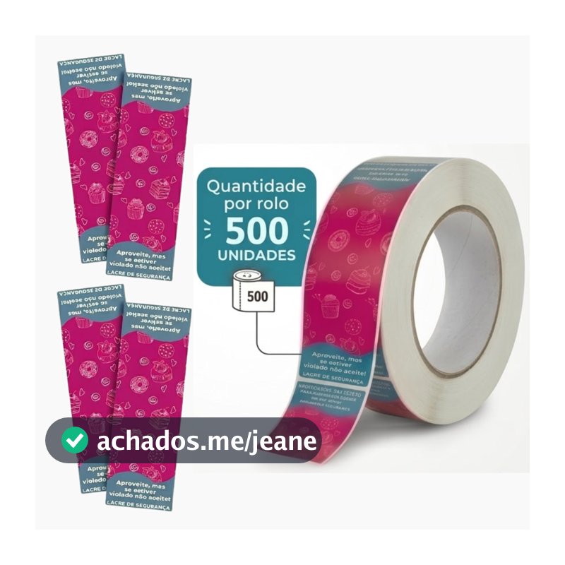 Lacre Segurança Delivery Saco Sos Bolo Doceria Tema Doce Com 500 unidades Rolo