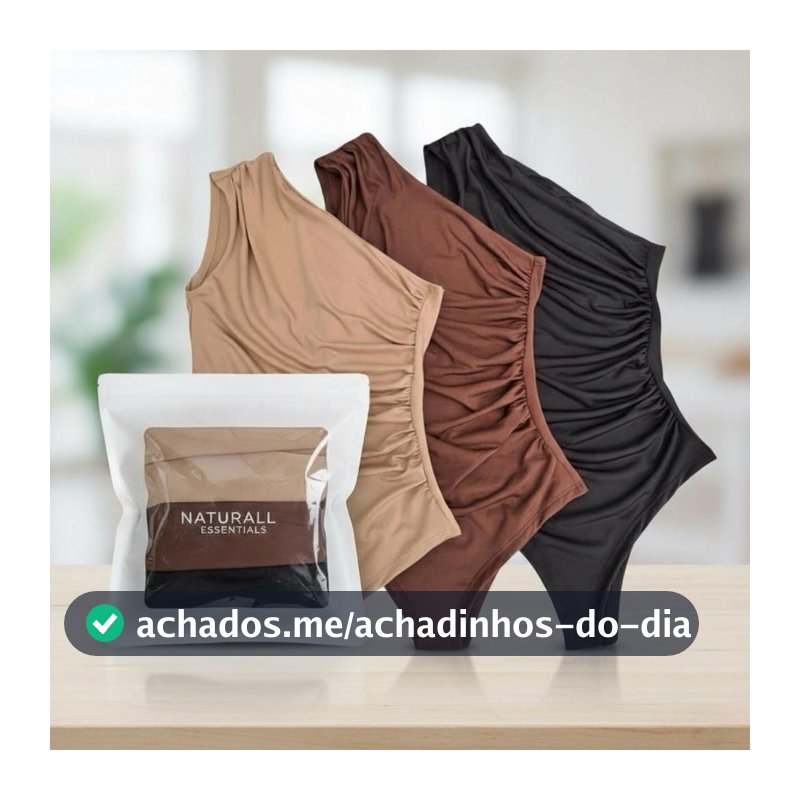 Kit 3 Body Feminino um Ombro Só com Drapeado Lateral