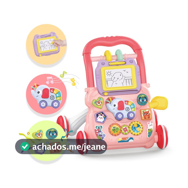 Andador Empurrador Infantil Musical Educativo Rosa Yuupi