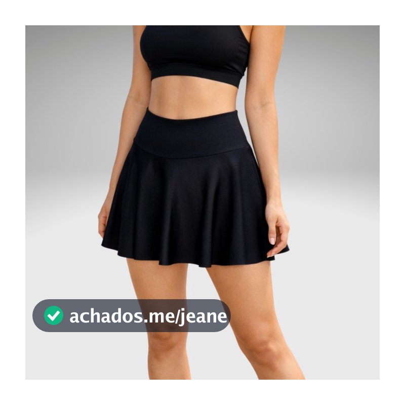 Short Saia Bailarina Academia Esportivo Beach Tênis Feminino Cintura Alta Suplex Premium Rodado Fitness Tapa Bumbum