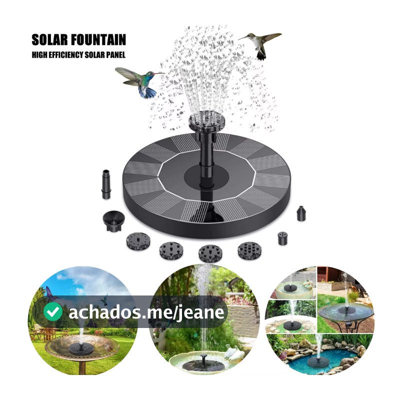 Bomba de Fonte Flutuante Solar com 8 Acessórios para Lagos, Piscinas e Decoração Externa