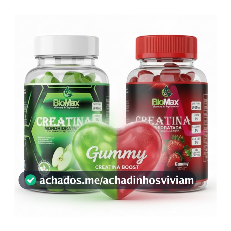 COMBO Creatina em Goma: Sabores Maçã Verde ou Morango (60 unid. cada)