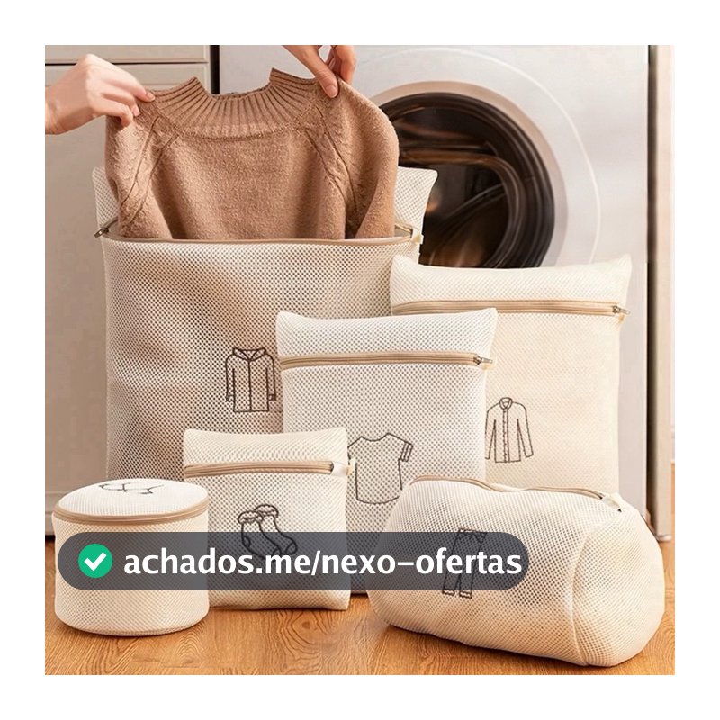 Kit 6 Saco de roupa lava espessa anti-deformação Protetor Lingerie Roupa Íntima
