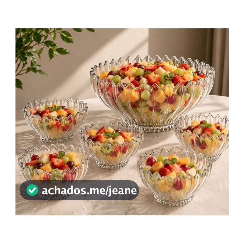 Conjunto Saladeira Com 6 Bowls Kitchen Style  Vidro