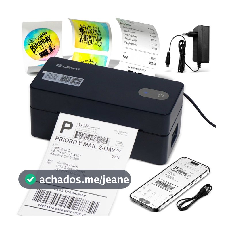 Impressora Térmica de Etiquetas Bluetooth USB, Impressora de Envio 4x6 Polegadas, Compatível Android iOS Windows