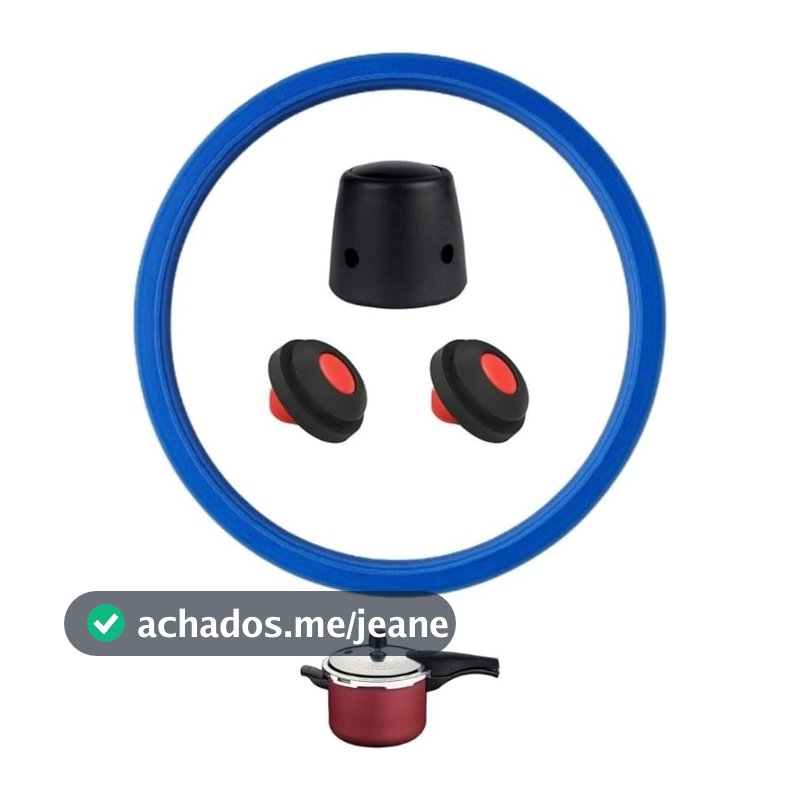 Kit Borracha de Silicone Tramontina, 20cm, com 1 Peso MINI UNI e 2 Válvulas, para Panela de Pressão Vancouver 3L/4,5L