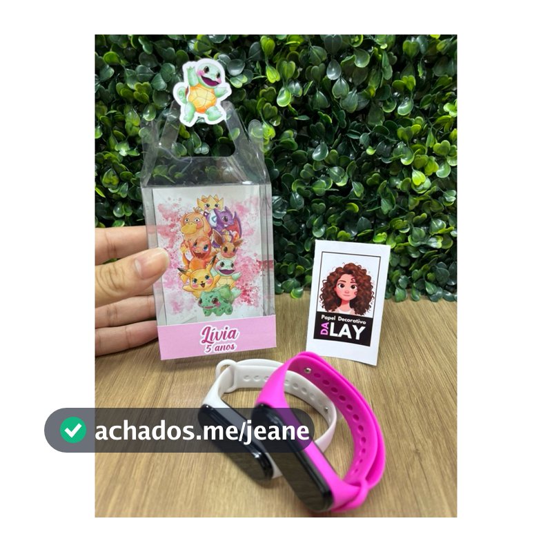 Caixinha de acetato 6,5x9x4 COM RELÓGIO DIGITAL personalizada/ lembrancinha