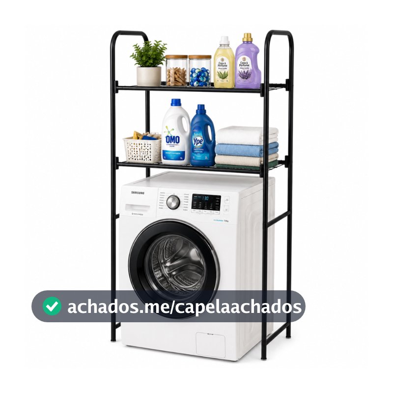 Estante Aço Lavanderia 2 Prateleiras Para Máquina De Lavar