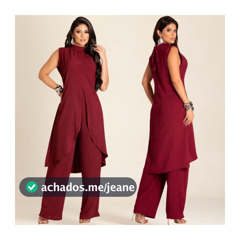 ⁠Conjunto Feminino Blusa Calça e Pantalona Tecido Crepe dunas Perna Larga Wide Leg Elegante