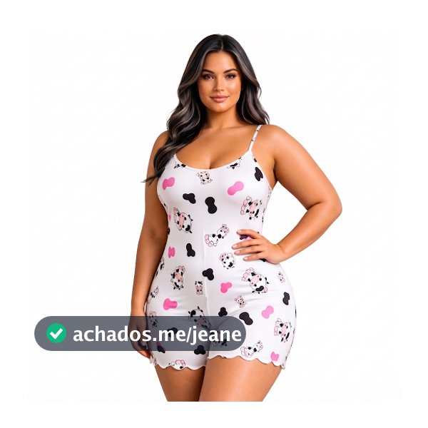 Pijama Feminino Macaquinho de Alcinha Plus Size Estampado Malha PREMIUM