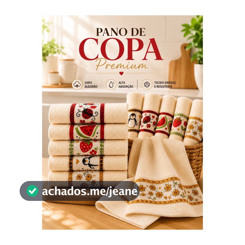 Kit 6 Panos de Prato Atoalhado Desenhos Palavras Frases Xadrez 45x70 Copa Toalha De Cozinha
